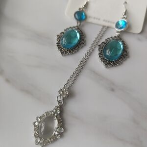 Silver and Blue Jewelry Set